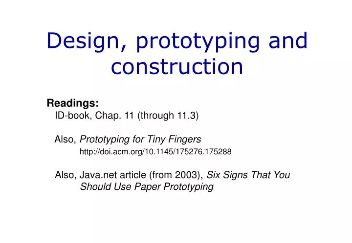 design prototyping and construction n.