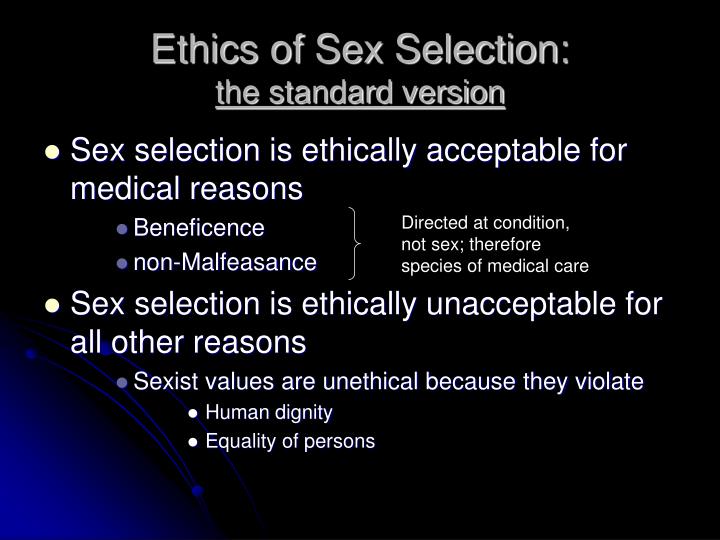Sex selection for non medical reasons
