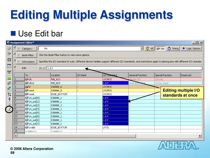 Assignment editor