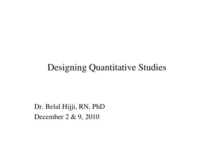 designing quantitative studies n.