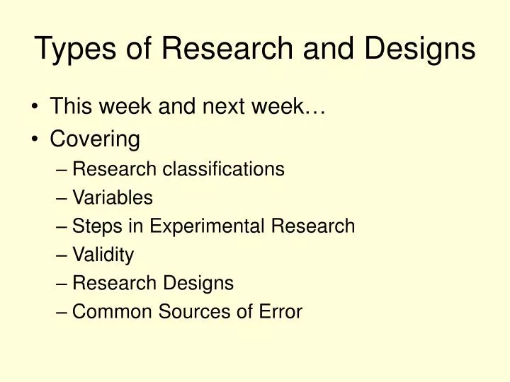 types of research and designs n.
