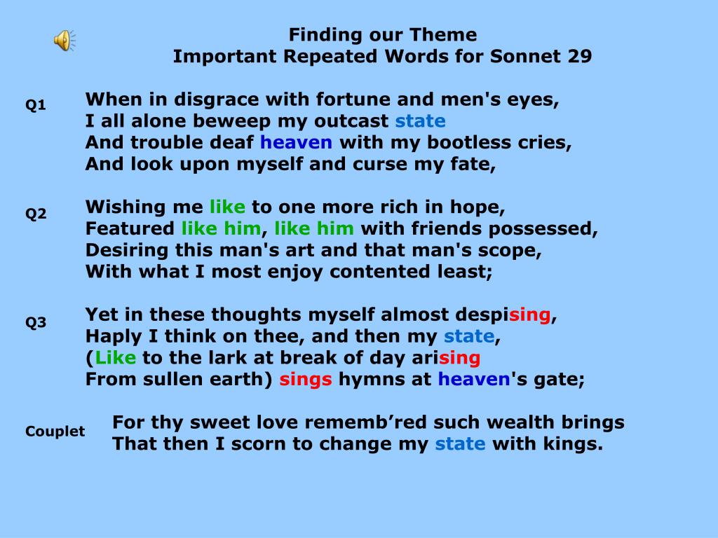thesis for sonnet 29