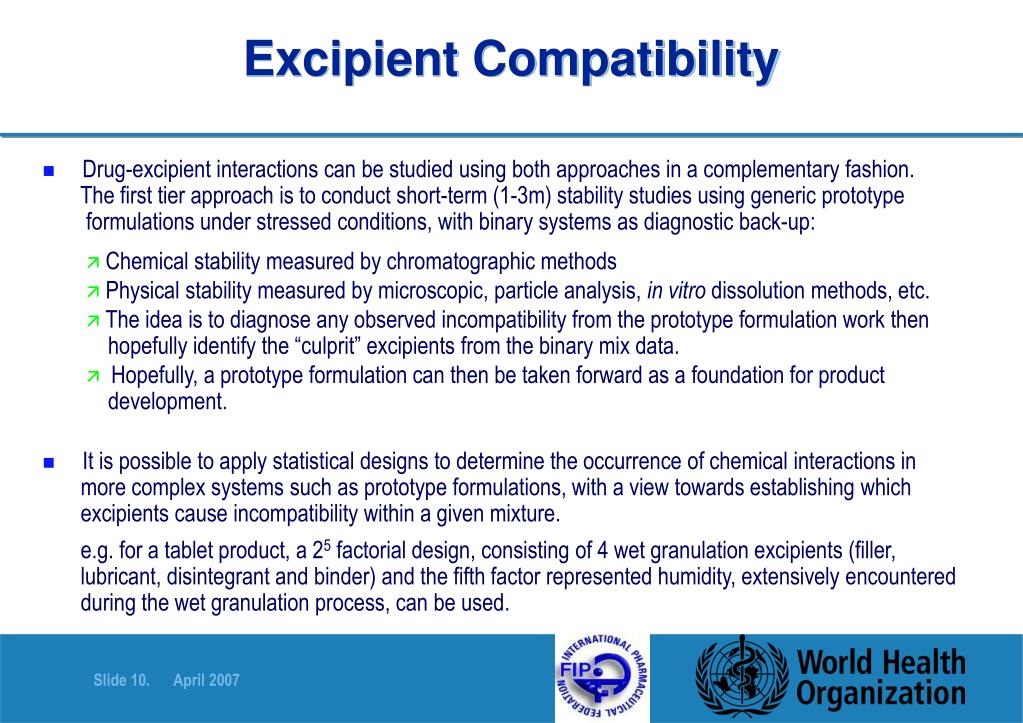 Api Excipient Compatibility PPT - Training Workshop on Pharmaceutical Development with focus on ...