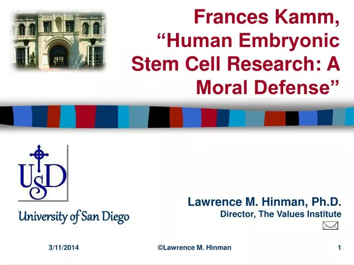 frances kamm human embryonic stem cell research a moral defense n.