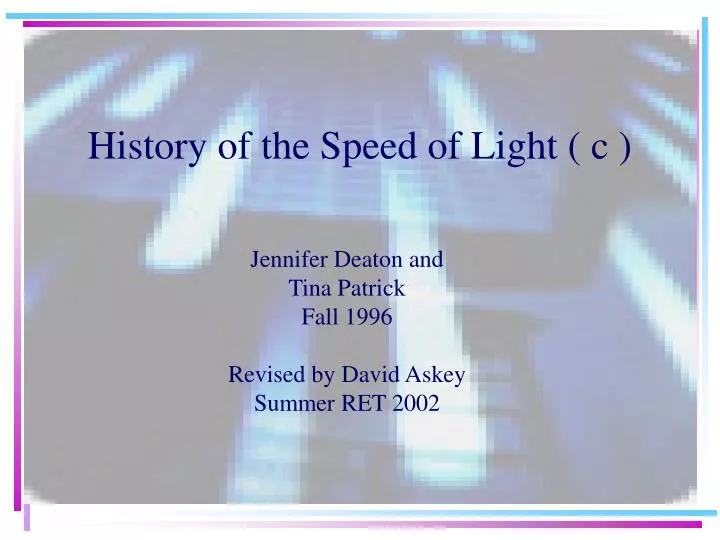 history of the speed of light c n.