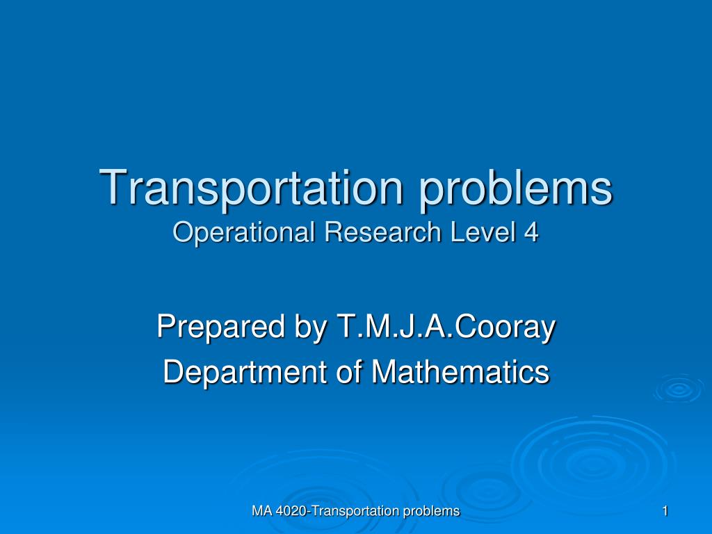 operations research transportation problems and solutions