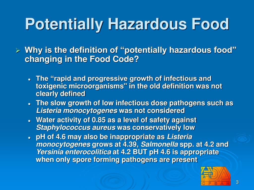 potentially hazardous foods should always be