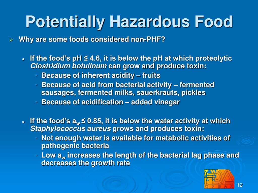 Determining Non-Potentially Hazardous Foods