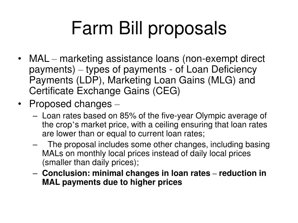 PPT USDA FARM BILL PROPOSAL AND THE DOHA ROUND PowerPoint