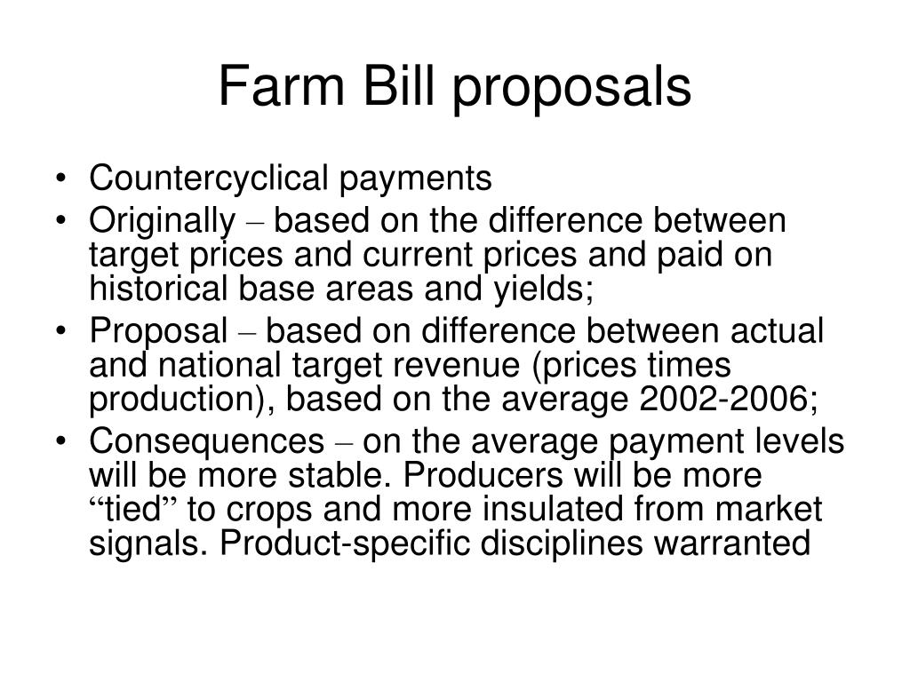 PPT USDA FARM BILL PROPOSAL AND THE DOHA ROUND PowerPoint