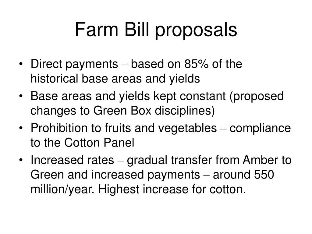 PPT USDA FARM BILL PROPOSAL AND THE DOHA ROUND PowerPoint