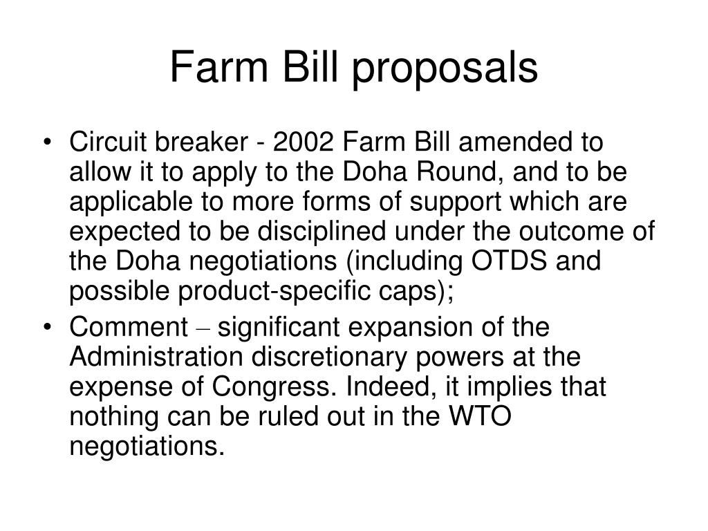 PPT USDA FARM BILL PROPOSAL AND THE DOHA ROUND PowerPoint