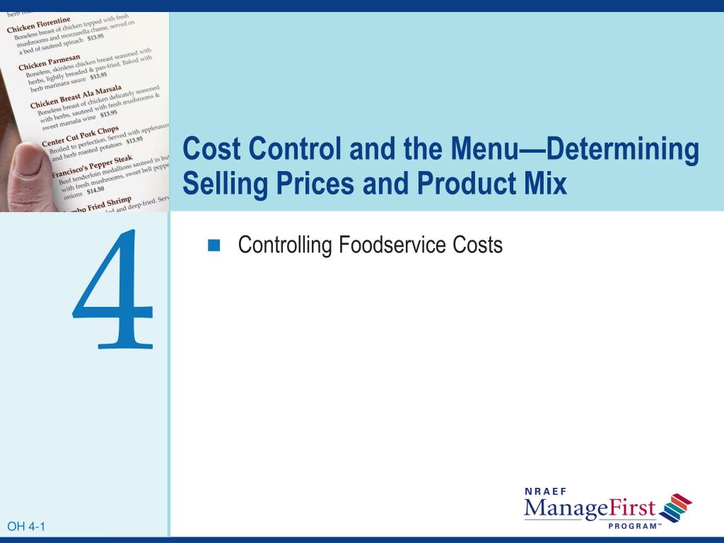 cost control and the menu determining selling prices and product mix l.