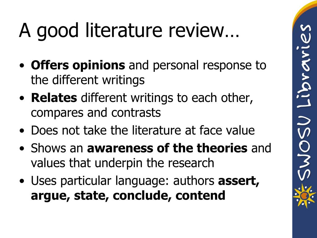 characteristics of good literature review