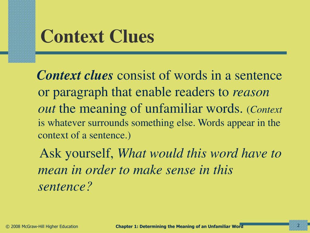 PPT - Chapter 1: Determining the Meaning of an Unfamiliar Word through ...
