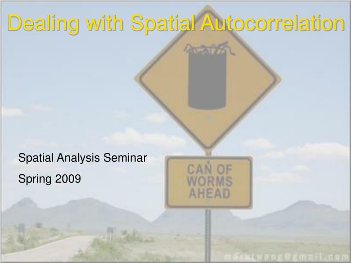 dealing with spatial autocorrelation n.