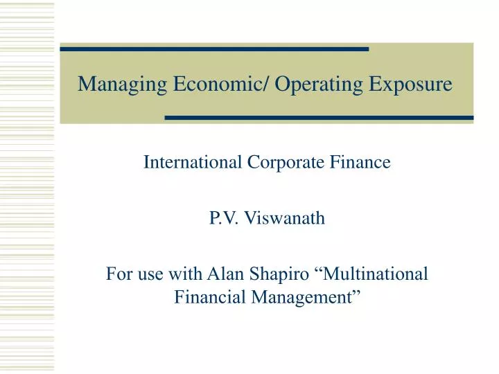 managing economic operating exposure n.