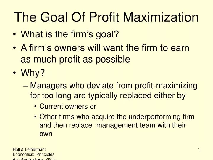 the goal of profit maximization n.