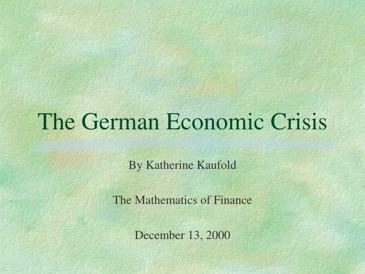 the german economic crisis n.