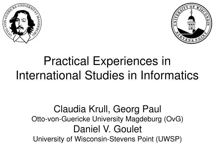 practical experiences in international studies in informatics n.
