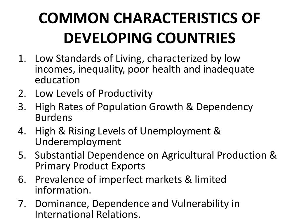 economics essay on characteristics of developing countries