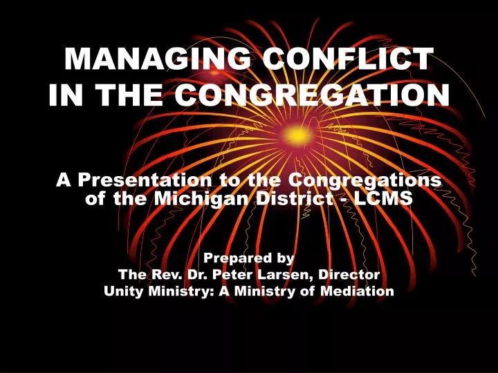 managing conflict in the congregation n.