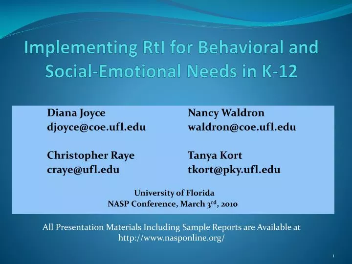 implementing rti for behavioral and social emotional needs in k 12 n.