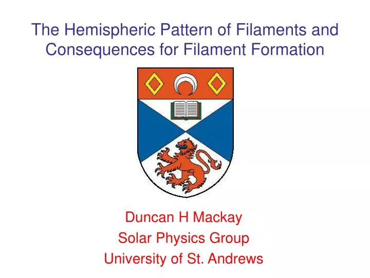 the hemispheric pattern of filaments and consequences for filament formation n.