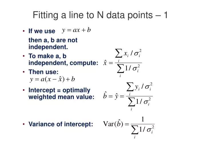 fitting a line to n data points 1 n.