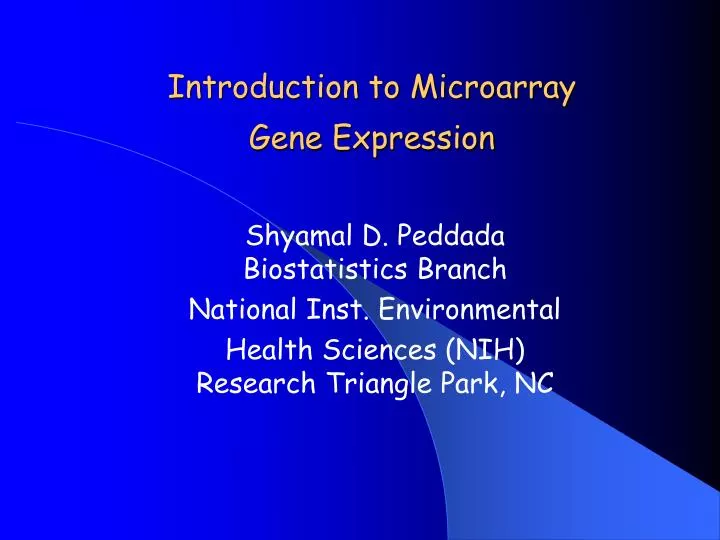 introduction to microarray gene expression n.