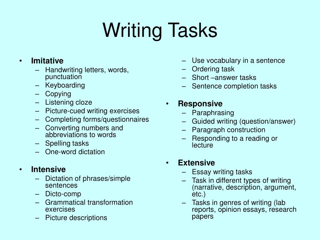 Writing task topics