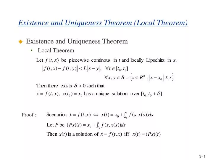 PPT Existence and Uniqueness Theorem (Local Theorem) PowerPoint