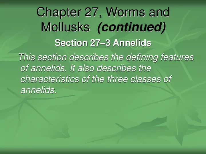 chapter 27 worms and mollusks continued n.