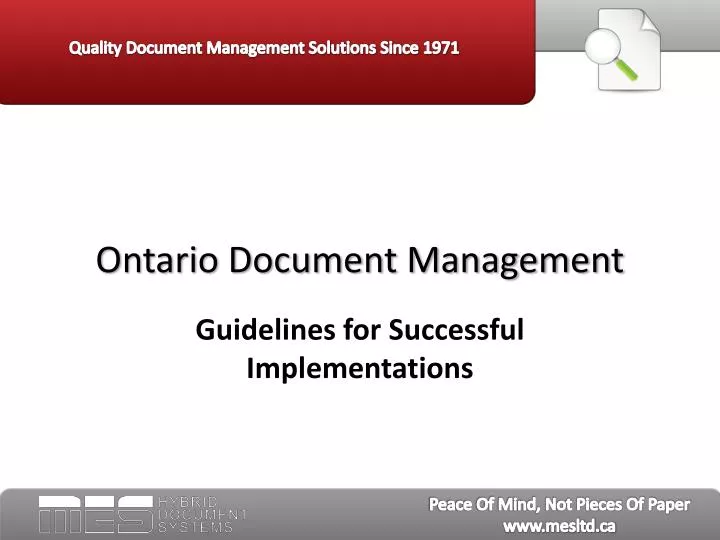 PPT Ontario Document Management Guidelines for Successful Impl