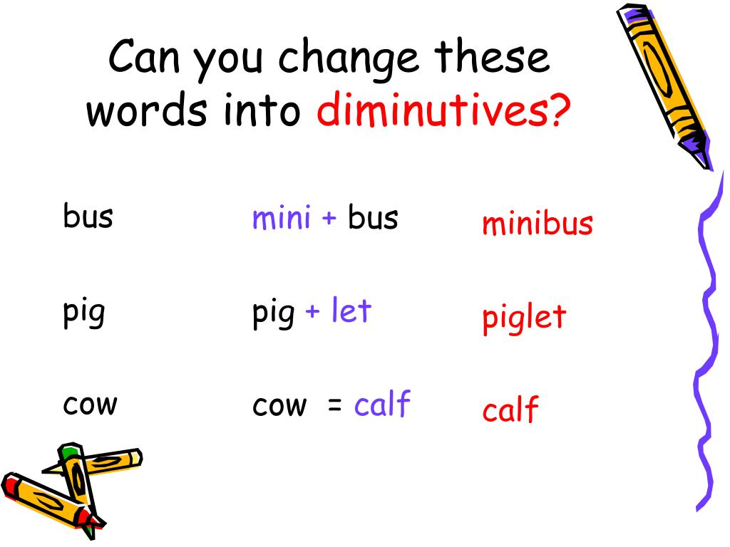 English Diminutives Worksheet