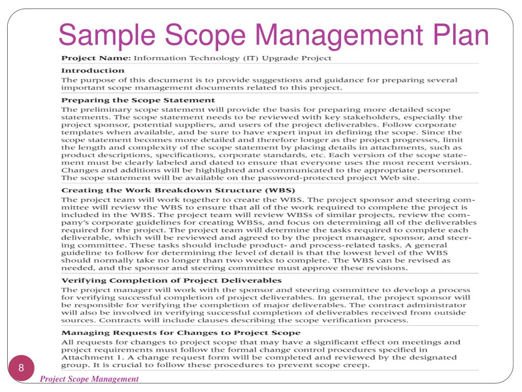 Project Scope Sample