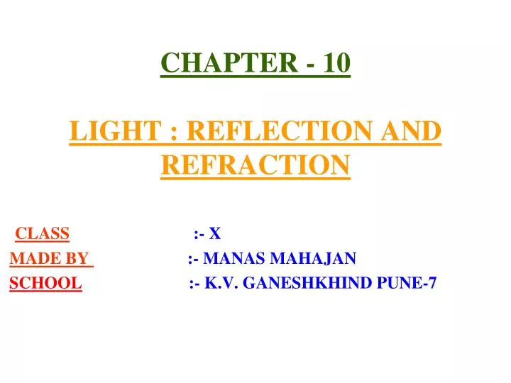 chapter 10 light reflection and refraction n.