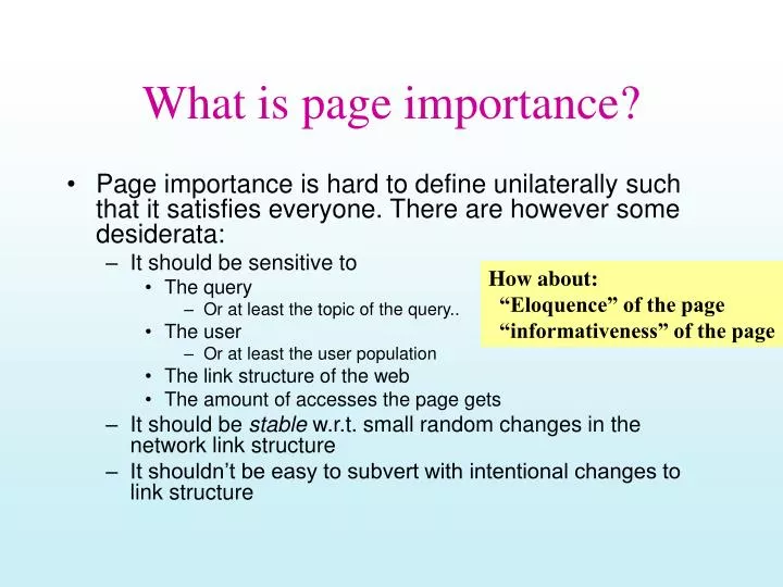what is page importance n.