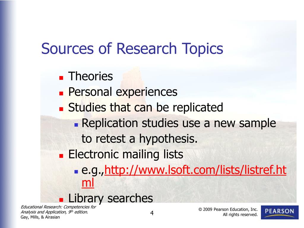 what are the sources of research topics in education