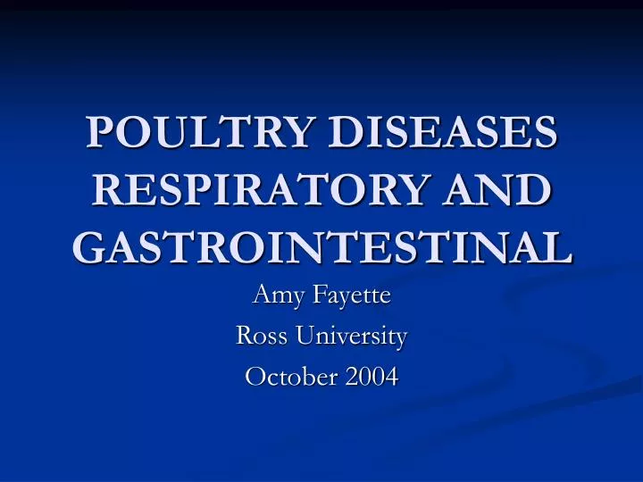poultry diseases respiratory and gastrointestinal n.