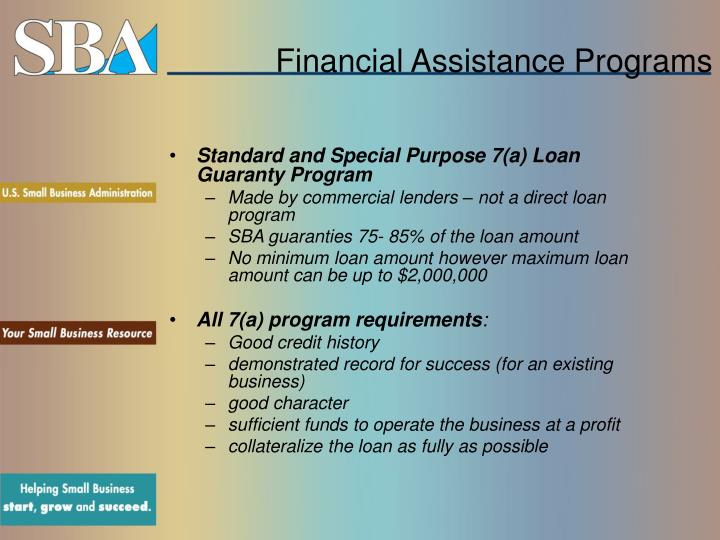 Financial Assistance Programs And Policies For The