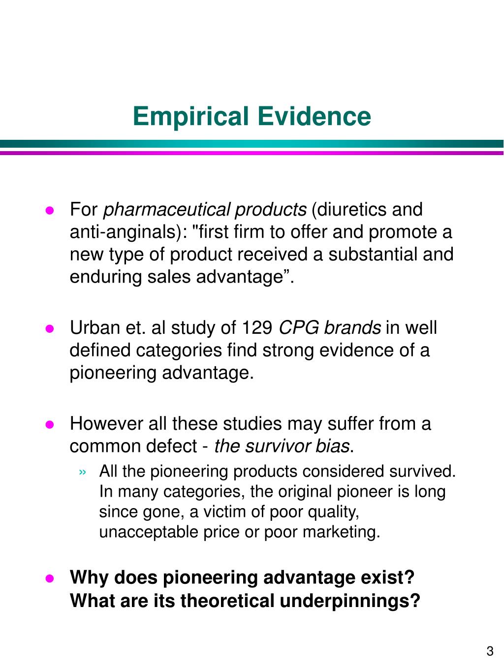 presentation of empirical evidence