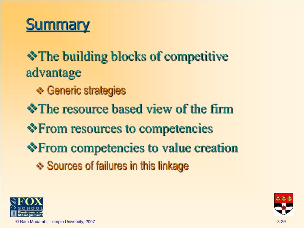 generic building blocks of competitive advantage