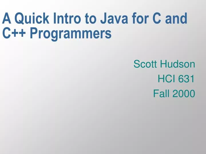 a quick intro to java for c and c programmers n.