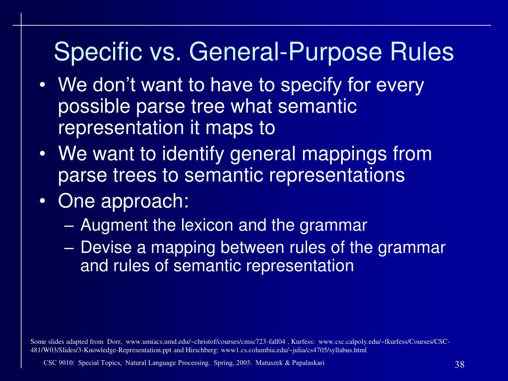 PPT Semantics And Semantic Analysis PowerPoint Presentation Free   Specific Vs General Purpose Rules L 