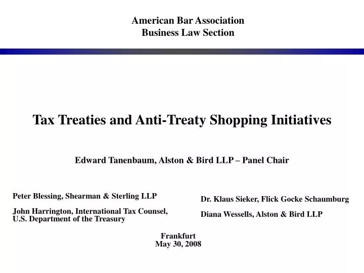 tax treaties and anti treaty shopping initiatives n.