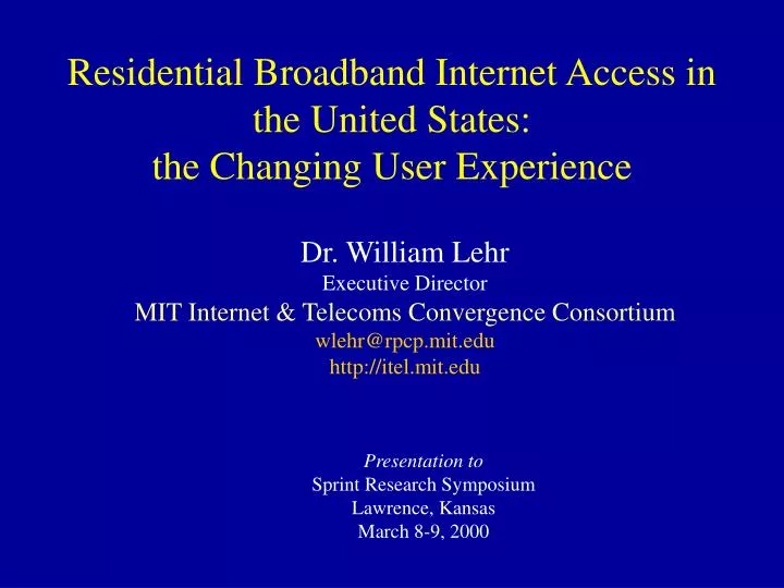residential broadband internet access in the united states the changing user experience n.