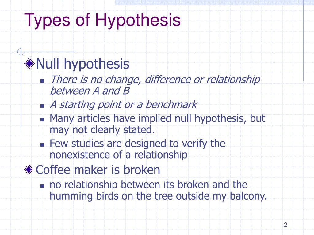 types of hypothesis testing psychology