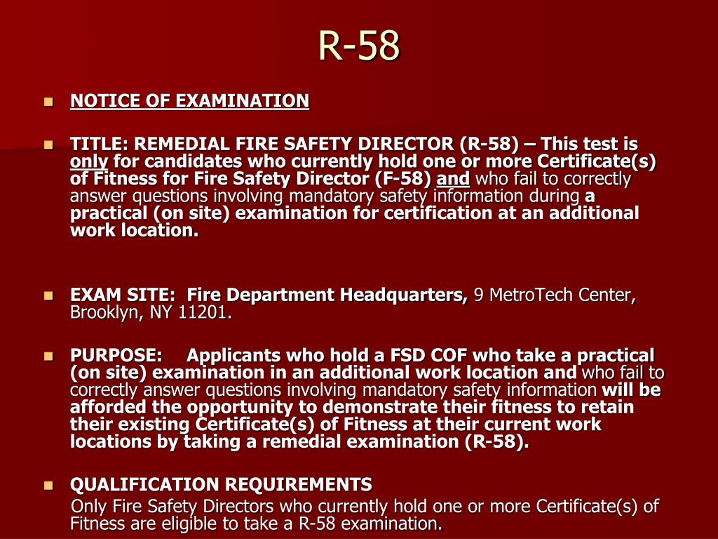 PPT New Fire Safety Director On Site Examination August 2011