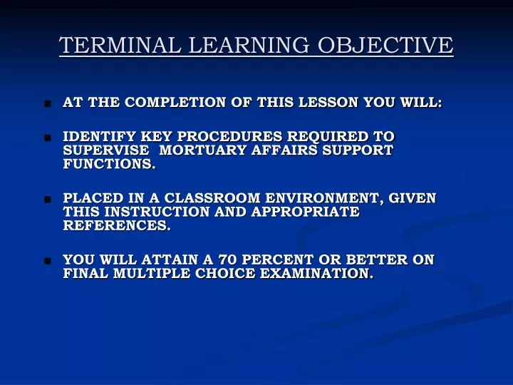Ppt terminal learning objective powerpoint presentation free